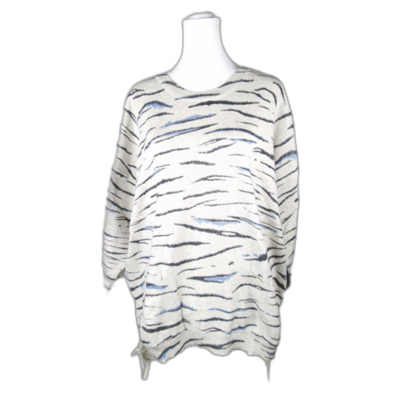 Democracy Jersey Knit Sweater Gray Tiger Tie Sides Pockets Cotton 2X (B9-129) - Picture 12 of 12